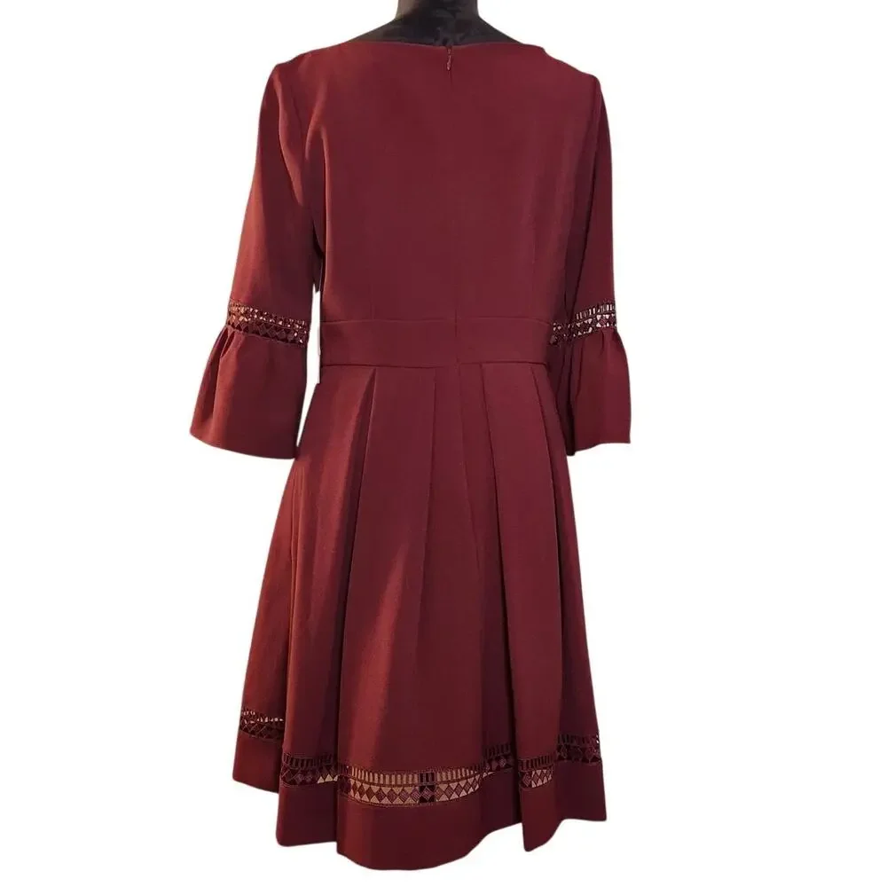 ELIZA J NWT Bell Sleeve Lace Inset Fit & Flare Dress, Size 12 - Picture 4 of 15